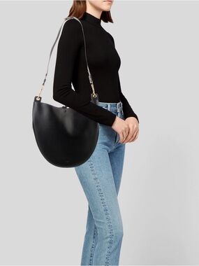 Celine Black Leather Crescent Hobo with Gold Hardware